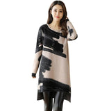 O-neck Sweater Dress 2019 Women Fashion Autumn Winter Print Knitted Pullovers Sweaters Long Sleeve Jumper Pull Femme#J30
