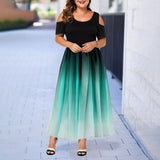 Large Size Elegant Dress Ladies 2019 New Hollow Out Print Plus Size Dresses for Women 6XL Casual Female Autumn Maxi Dress D25