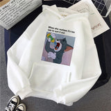 Harajuku Hoodies for Girls Cat Tom Mouse Jerry White&pink Hooded Tops Women's Sweatshirt Long-sleeved Winter Tops Women Hoodies