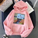 Harajuku Hoodies for Girls Cat Tom Mouse Jerry White&pink Hooded Tops Women's Sweatshirt Long-sleeved Winter Tops Women Hoodies