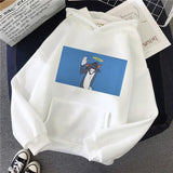 Harajuku Hoodies for Girls Cat Tom Mouse Jerry White&pink Hooded Tops Women's Sweatshirt Long-sleeved Winter Tops Women Hoodies