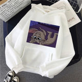 Harajuku Hoodies for Girls Cat Tom Mouse Jerry White&pink Hooded Tops Women's Sweatshirt Long-sleeved Winter Tops Women Hoodies