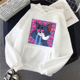 Harajuku Hoodies for Girls Cat Tom Mouse Jerry White&pink Hooded Tops Women's Sweatshirt Long-sleeved Winter Tops Women Hoodies