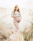 Women V-neck Gown Lace Maternity Maxi Dresses Fancy Shooting Photo Pregnant Women Dresses Photography Props Maternity Clothing