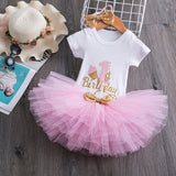 My Little Baby Girl First 1st Birthday Party Dress Cute Pink Tutu Cake Outfits Infant Dresses Baby Girls Baptism Clothes 0-12M