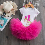 My Little Baby Girl First 1st Birthday Party Dress Cute Pink Tutu Cake Outfits Infant Dresses Baby Girls Baptism Clothes 0-12M