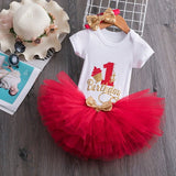 My Little Baby Girl First 1st Birthday Party Dress Cute Pink Tutu Cake Outfits Infant Dresses Baby Girls Baptism Clothes 0-12M