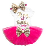 My Little Baby Girl First 1st Birthday Party Dress Cute Pink Tutu Cake Outfits Infant Dresses Baby Girls Baptism Clothes 0-12M