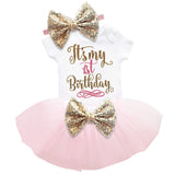 My Little Baby Girl First 1st Birthday Party Dress Cute Pink Tutu Cake Outfits Infant Dresses Baby Girls Baptism Clothes 0-12M