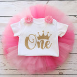 My Little Baby Girl First 1st Birthday Party Dress Cute Pink Tutu Cake Outfits Infant Dresses Baby Girls Baptism Clothes 0-12M