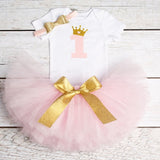 My Little Baby Girl First 1st Birthday Party Dress Cute Pink Tutu Cake Outfits Infant Dresses Baby Girls Baptism Clothes 0-12M