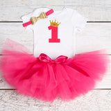 My Little Baby Girl First 1st Birthday Party Dress Cute Pink Tutu Cake Outfits Infant Dresses Baby Girls Baptism Clothes 0-12M