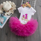 Baby Girl One Year Dress Cute 1 First Birthday Outfit Girl Baby Dress Summer Clothes Lace Girl Party Tutu Outfits 3pcs Clothing