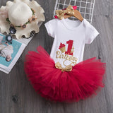 Baby Girl One Year Dress Cute 1 First Birthday Outfit Girl Baby Dress Summer Clothes Lace Girl Party Tutu Outfits 3pcs Clothing