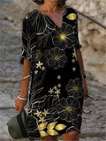 Casual plus size dress loose printed inner dress fashion new versatile dress