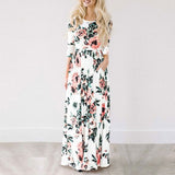 Women Summer Floral Print Maxi Dress 2019 White Boho Beach Dress Women Evening Party Long Dress Plus Size Vestidos Female