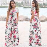 Women Summer Floral Print Maxi Dress 2019 White Boho Beach Dress Women Evening Party Long Dress Plus Size Vestidos Female