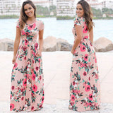 Women Summer Floral Print Maxi Dress 2019 White Boho Beach Dress Women Evening Party Long Dress Plus Size Vestidos Female