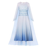 Autumn Winter Elsa Dress Girl Princess Cosplay Snow Queen 2 White  Long  Sleeve Mesh Prom Gown Carnival Party Costumes for Kids
