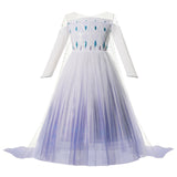 Autumn Winter Elsa Dress Girl Princess Cosplay Snow Queen 2 White  Long  Sleeve Mesh Prom Gown Carnival Party Costumes for Kids