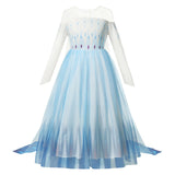Autumn Winter Elsa Dress Girl Princess Cosplay Snow Queen 2 White  Long  Sleeve Mesh Prom Gown Carnival Party Costumes for Kids