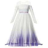 Autumn Winter Elsa Dress Girl Princess Cosplay Snow Queen 2 White  Long  Sleeve Mesh Prom Gown Carnival Party Costumes for Kids