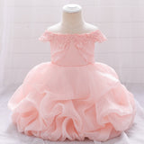2021 Summer Sequin Big Bow Baby Girl Dress 1st Birthday Party Wedding Dress For Girl Palace Princess Evening Dresses Kid Clothes