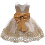 2021 Summer Sequin Big Bow Baby Girl Dress 1st Birthday Party Wedding Dress For Girl Palace Princess Evening Dresses Kid Clothes