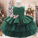 2021 Summer Sequin Big Bow Baby Girl Dress 1st Birthday Party Wedding Dress For Girl Palace Princess Evening Dresses Kid Clothes