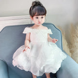 2021 Summer Sequin Big Bow Baby Girl Dress 1st Birthday Party Wedding Dress For Girl Palace Princess Evening Dresses Kid Clothes