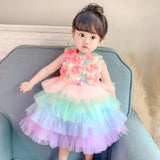 2021 Summer Sequin Big Bow Baby Girl Dress 1st Birthday Party Wedding Dress For Girl Palace Princess Evening Dresses Kid Clothes
