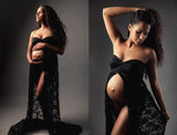 Women V-neck Gown Lace Maternity Maxi Dresses Fancy Shooting Photo Pregnant Women Dresses Photography Props Maternity Clothing