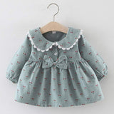 NEW Newborn Infant Baby Girls Kids Autumn Winter Dress Kids Christmas Floral Cherry Dot Cotton Bow Dress Outfits Set Clothes