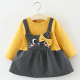 NEW Newborn Infant Baby Girls Kids Autumn Winter Dress Kids Christmas Floral Cherry Dot Cotton Bow Dress Outfits Set Clothes