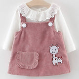 NEW Newborn Infant Baby Girls Kids Autumn Winter Dress Kids Christmas Floral Cherry Dot Cotton Bow Dress Outfits Set Clothes
