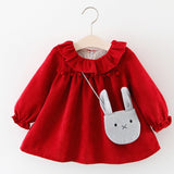 NEW Newborn Infant Baby Girls Kids Autumn Winter Dress Kids Christmas Floral Cherry Dot Cotton Bow Dress Outfits Set Clothes
