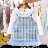 NEW Newborn Infant Baby Girls Kids Autumn Winter Dress Kids Christmas Floral Cherry Dot Cotton Bow Dress Outfits Set Clothes