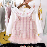 NEW Newborn Infant Baby Girls Kids Autumn Winter Dress Kids Christmas Floral Cherry Dot Cotton Bow Dress Outfits Set Clothes