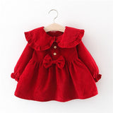 NEW Newborn Infant Baby Girls Kids Autumn Winter Dress Kids Christmas Floral Cherry Dot Cotton Bow Dress Outfits Set Clothes