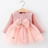 NEW Newborn Infant Baby Girls Kids Autumn Winter Dress Kids Christmas Floral Cherry Dot Cotton Bow Dress Outfits Set Clothes