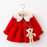 NEW Newborn Infant Baby Girls Kids Autumn Winter Dress Kids Christmas Floral Cherry Dot Cotton Bow Dress Outfits Set Clothes