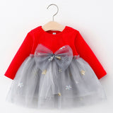 NEW Newborn Infant Baby Girls Kids Autumn Winter Dress Kids Christmas Floral Cherry Dot Cotton Bow Dress Outfits Set Clothes