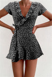 hirigin 2020 Women Dress Boho Floral Ruffle Short Mini Dress Summer Knot Sexy V-Neck Party Holiday Dress Femme vestido de mujer