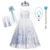Snow Queen 2 Halloween Party Costume for Girls White Elsa Long Dress Princess Frozen 2 Vestido Disney Cosplay Carnival Clothing