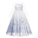 Snow Queen 2 Halloween Party Costume for Girls White Elsa Long Dress Princess Frozen 2 Vestido Disney Cosplay Carnival Clothing