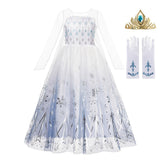 Snow Queen 2 Halloween Party Costume for Girls White Elsa Long Dress Princess Frozen 2 Vestido Disney Cosplay Carnival Clothing