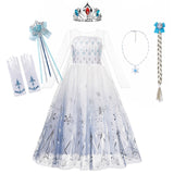 Snow Queen 2 Halloween Party Costume for Girls White Elsa Long Dress Princess Frozen 2 Vestido Disney Cosplay Carnival Clothing