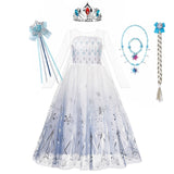 Snow Queen 2 Halloween Party Costume for Girls White Elsa Long Dress Princess Frozen 2 Vestido Disney Cosplay Carnival Clothing