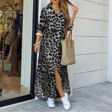 Autumn Long Dress Long Sleeve Shirt Dress Women Denim Long Dresses Pocket Button Shirt Print Dress Casual Loose Dresses 2020