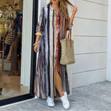 Autumn Long Dress Long Sleeve Shirt Dress Women Denim Long Dresses Pocket Button Shirt Print Dress Casual Loose Dresses 2020